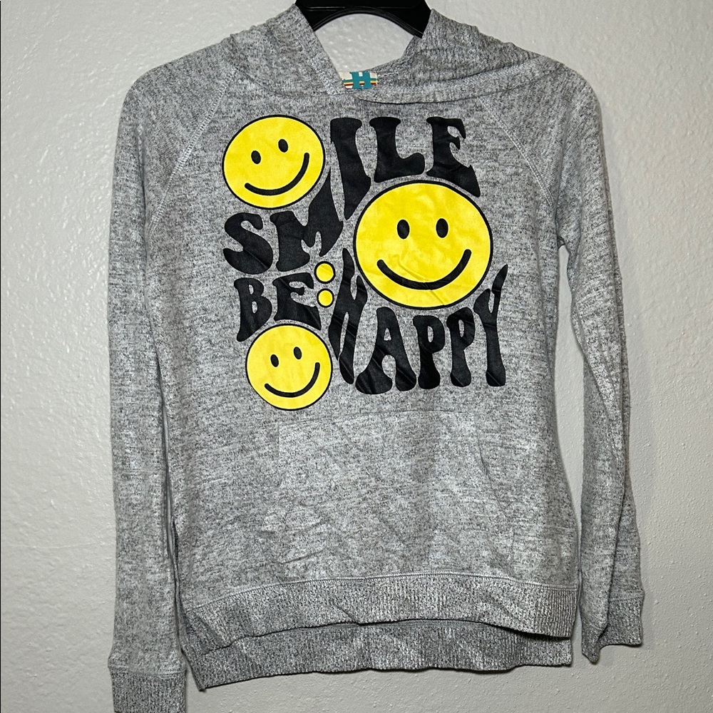 Vintage Havana Gray Hoodie with Yellow Smiley - Picture 1 of 8